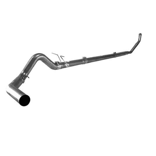 A gleaming 1994-97 Sixty-Six 4" Exhaust Kit with an aluminized finish, designed to perfection for the Ford Powerstroke 7.3L.