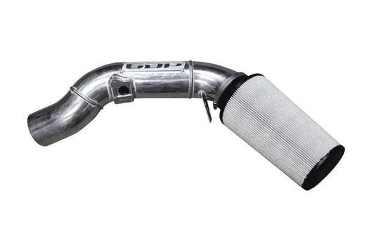 Showcasing the GDP 4" Open Air Intake Tube paired with an S&B Filter on a 2003-07 Ford Powerstroke 6.0L. The image highlights the sleek, robust design of the intake tube and the superior quality of the S&B Filter, emphasizing their perfect fit and enhancement to the engine's performance.