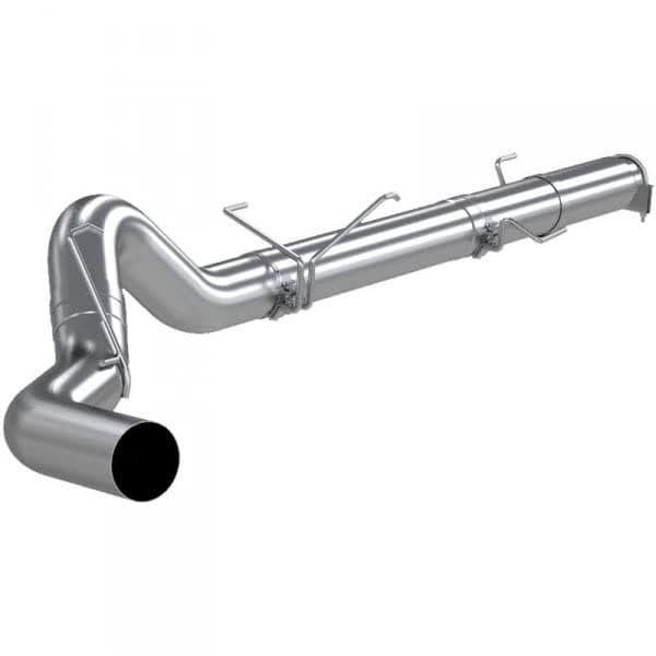 Load image into Gallery viewer, Show the Sixty-Six 5&quot; CAT-Back Exhaust Kit 409SS installed on a 2004.5-07 Dodge Ram Cummins 5.9L. The image should highlight the robust, polished appearance of the stainless steel and illustrate how seamlessly it integrates into the vehicle, enhancing both performance and aesthetics.
