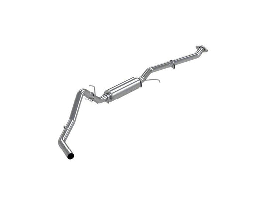 Display the Sixty-Six 4" Aluminized CAT-Back Exhaust Kit installed on a 2006-07 GM/Chevy Duramax LBZ. Emphasize the high-quality aluminized finish, showcasing how it complements the truck's design while highlighting the system’s seamless integration and performance enhancement.