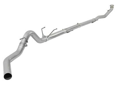 Cargue la imagen en el visor de la galería, A sleek 2013-18 Sixty-Six 5&quot; Performance Exhaust Kit, made of 409 stainless steel, gleaming under light, waiting to amplify the performance of a Ram Cummins 6.7L.
