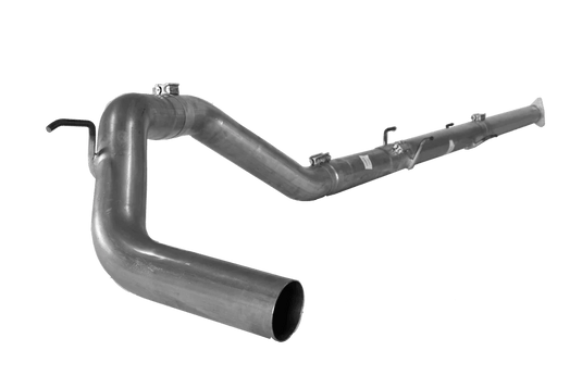 A sleek 2016-19 Sixty-Six 4" Performance Exhaust Kit made of aluminized steel, perfectly suited for the Nissan Titan XD. The image emphasizes the kit's robust construction and the promise of an exhilarating driving sensation.