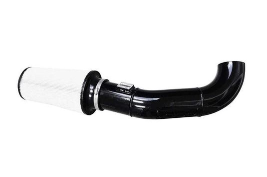 A sleek Open Air Intake Tube paired with a premium S&B Filter, both components highlighting their superior design and build quality, set against a neutral background, emphasizing their compatibility with the 2017-19 Ford Powerstroke 6.7L.
