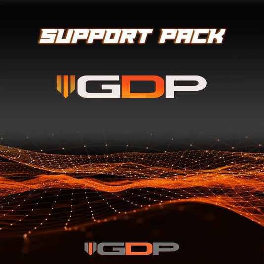 An image showing the GDP Commander Support Pack hardware next to a 2017-2023 GM/Chevy Duramax L5P and Ford Powerstroke engine, highlighting the ease of integration and the advanced technology interface.