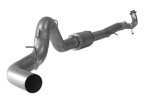 A meticulously designed 2015.5-16 Sixty-Six 4" 3-Bolt Style Performance Exhaust Kit, showcasing its aluminized steel finish. The kit is perfectly suited for GM/Chevy Duramax LML, emphasizing its durability and performance-enhancing features.