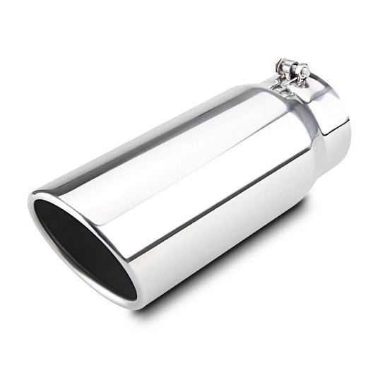 The Exhaust Tips are available in 4" Inlet/5" Outlet/12" Length 5" Inlet/6" Outlet/15" Length.