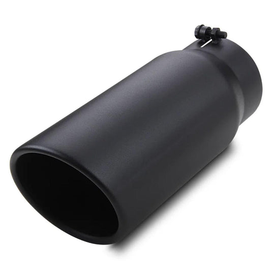 The Exhaust Tips are available in 4" Inlet/5" Outlet/12" Length 5" Inlet/6" Outlet/15" Length.